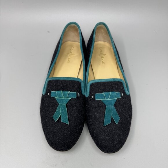 Cole Haan Sabrina Wool Charcoal Gray Teal Loafers Slip On Flats Women’s Sz 6B - Picture 6 of 10